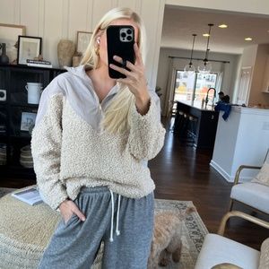 Mango Cream and Gray Sherpa Hoodie